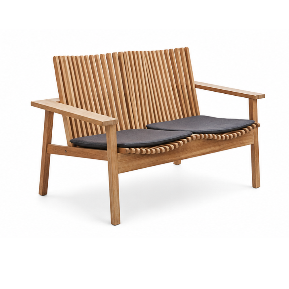 Modern Outdoor Teak Wood Bench Sofa Hotel Resort Villa Patio Garden Lounge Furniture Solid Wood Hospitality Seating
