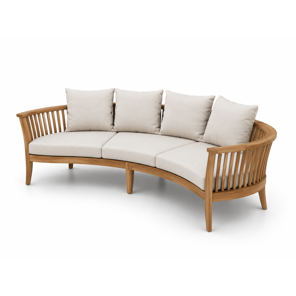 Luxury Curved Teak Outdoor Sofa Garden Lounge Seating Modern Patio Resort Villa Furniture