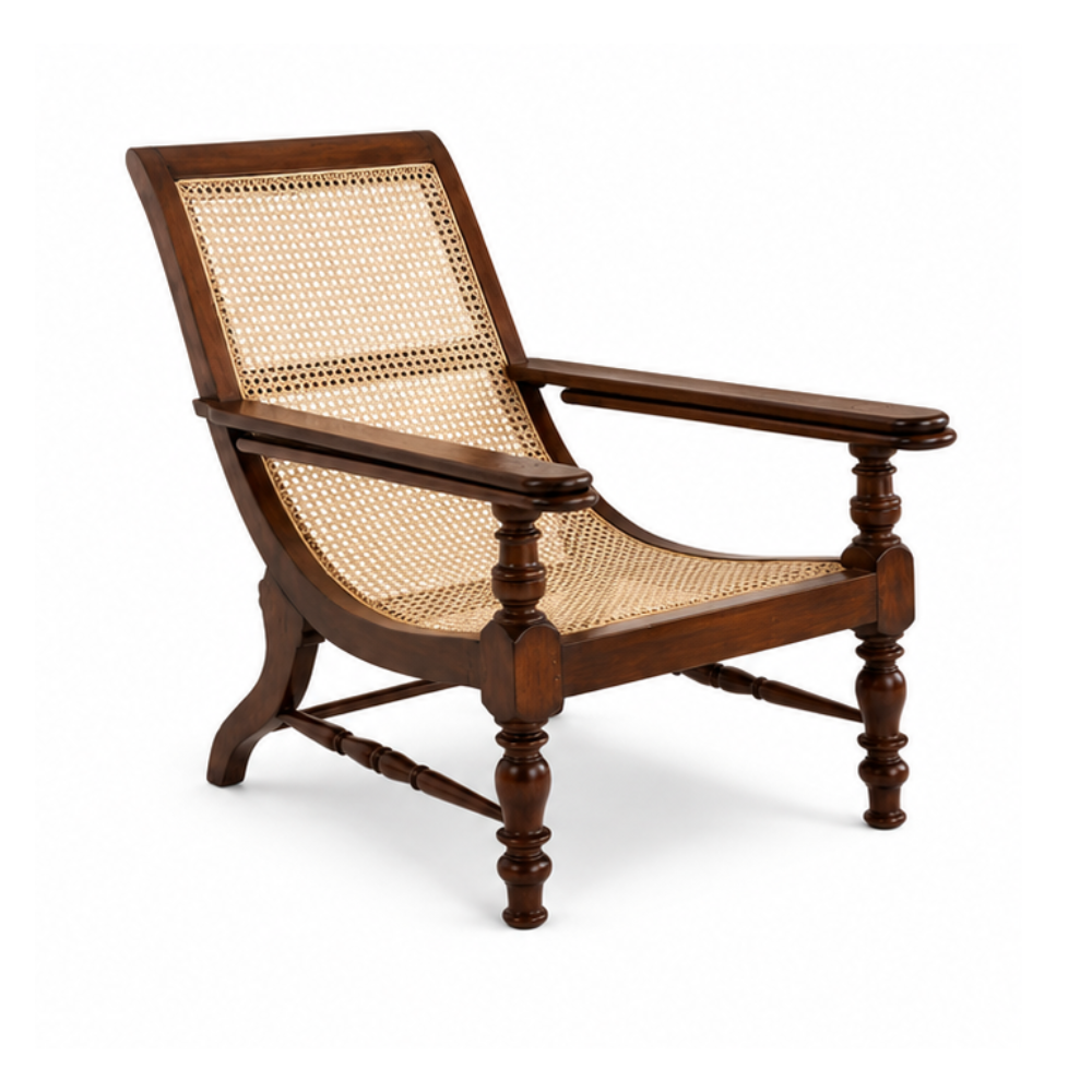 Luxury Teak Wood Rattan Lounge Chair Handmade Cane Armchair Solid Wood Leisure Chair Indoor Living Room Furniture