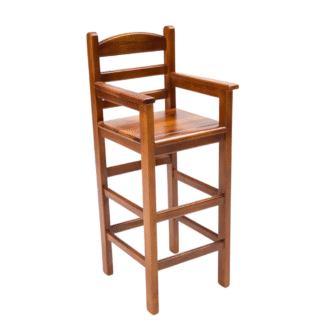 Solid Teak Wood Bar Chair with Armrests Wooden Counter Stool for Restaurant Cafe Hotel Furniture