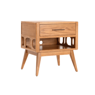 Solid Wood Nightstand with Drawer and Open Shelf, Wooden Bedside Table Storage Cabinet for Bedroom Hotel Furniture