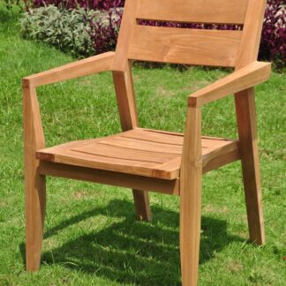 Minimalist Solid Teak Wood Garden Dining Chair with Arms