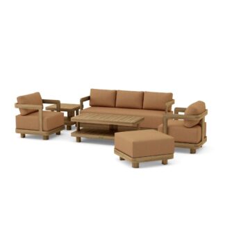 Modern Teak Wood Outdoor Sofa Set with Coffee Table