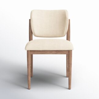 Modern Curved Back Teak Wood Dining Chair with Upholstery