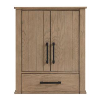 Wall Mounted Teak Wood Bathroom Cabinet with Drawer