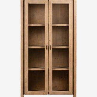 Luxury Natural Teak Wood Double Door Washroom Shelf