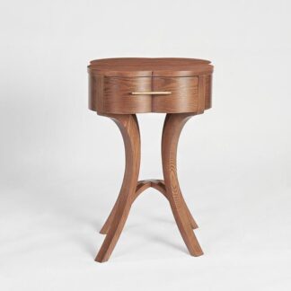 Luxury Teak Wood End Table Unique Flower Top Small Bedroom Cabinet