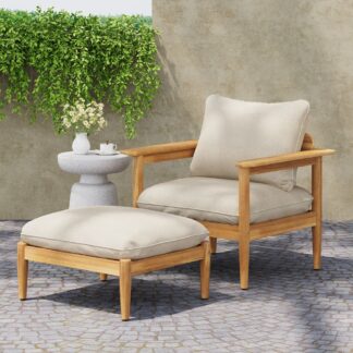 Outdoor Teak Wood Armchair Comfortable Garden Leisure Sofa Chair Unit