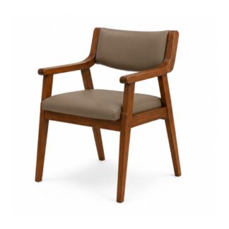 Modern Solid Teak Dining Chair Upholstered Wooden Armchair for Restaurant Cafe Hotel Commercial Furniture