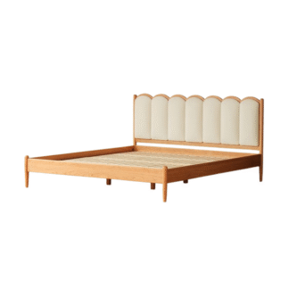 Luxury Upholstered Solid Teak Wood Bed Frame Elegant Modern Bedroom Furniture