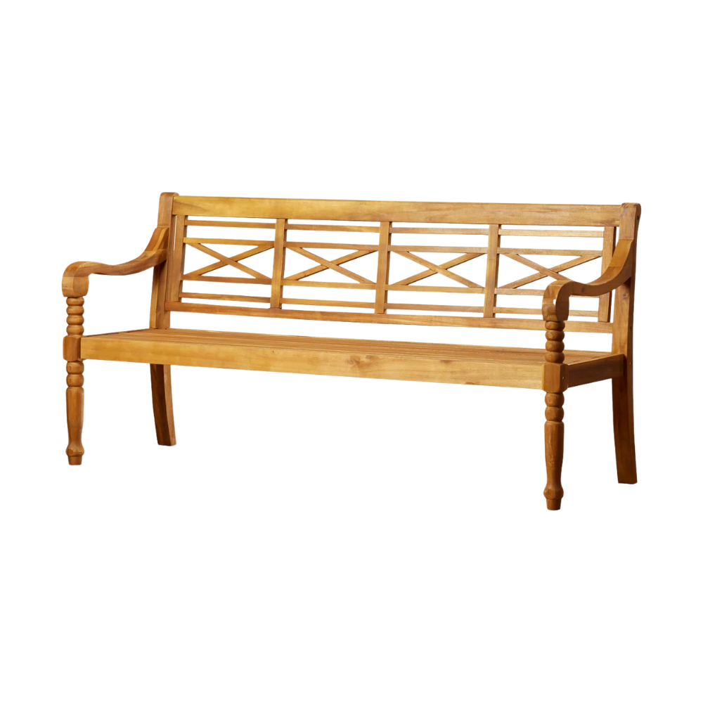 Solid Teak Wood Outdoor Garden Bench Classic Patio Park Villa Resort Hotel Seating Furniture Weather Resistant Design