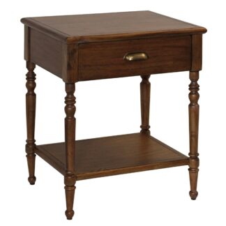 Aesthetic French Country Teak Wood Bedside Cabinet Practical Two Tier Showcase
