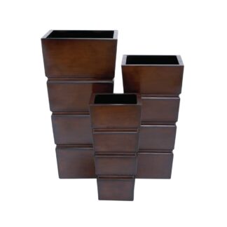 Solid Teak Wood Square Planter Set for Garden Patio and Outdoor Decor