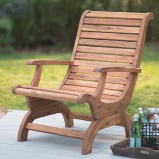 Durable Natural Teak Wood Armchair Ergonomic Backyard Seating