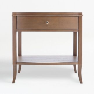 Premium Quality Teak Wood Side Table French Country Style Bedroom Nightstand with Ring Pull Handle