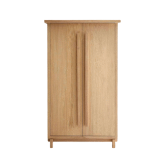 Sleek Multi Functional Teak Wood Bathroom Storage Cupboard