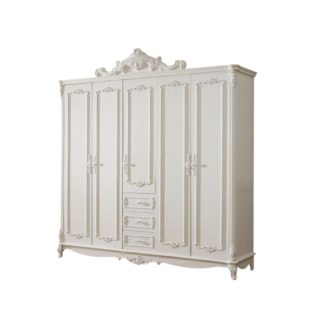 Solid Teak Wood Carved Wardrobe Antique Style Bedroom Furniture Durable Custom Size