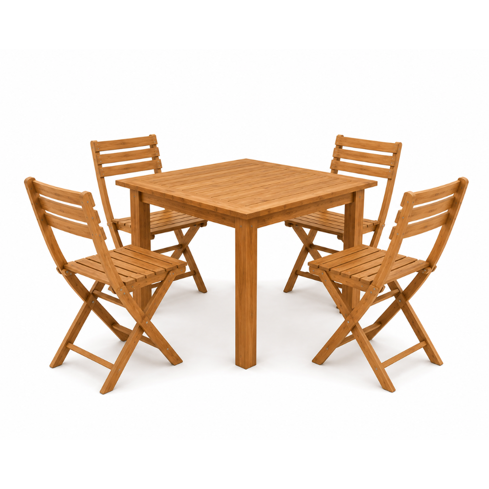 Solid Teak Folding Outdoor Dining Set with Table and Chairs Garden Patio Cafe Restaurant Furniture