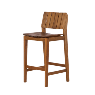 Outdoor Solid Teak Wood Bar Chair Wooden Counter Stool for Patio Cafe Restaurant Resort Furniture