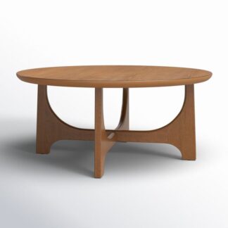Modern Round Teak Wood Coffee Table Mid Century Living Room Furniture