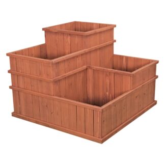 Teak Wood Planter Box Set for Garden Patio and Outdoor Decor