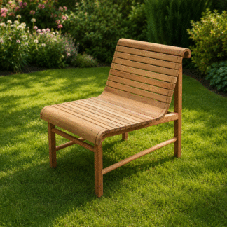 Modern Ergonomic Teak Wood Armless Lounger Premium Beach Patio Deck Chair