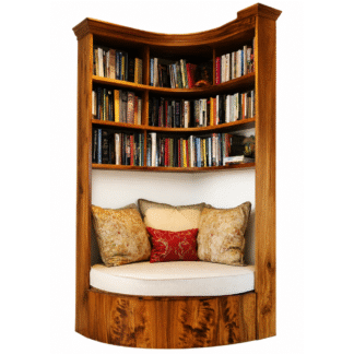 Architectural Concave Teak Wood Bookshelf for Cozy Corner