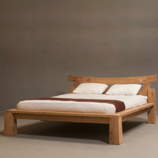 Japanese Style Teak Wood Bed Frame Modern Minimalist Platform Bedstead