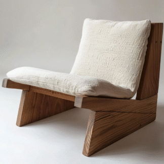 Japanese Style Teak Wood Lounge Chair Minimalist Low Profile Floor Armchair
