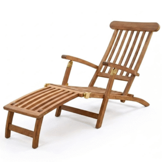Serene Silhouette Teak Wood Lounger Folding Outdoor Recliner Plush Cushion Daybed