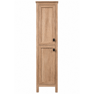 Minimalist Teak Wood Tall Storage Tower with Shaker Panel Doors