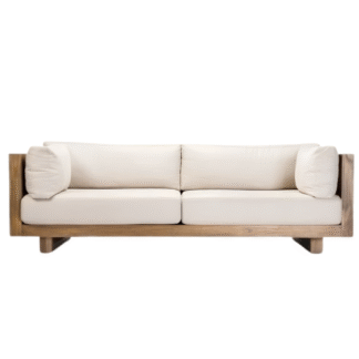 Modern Teak Wood Outdoor Sofa Low Profile Couch with Thick Cushions