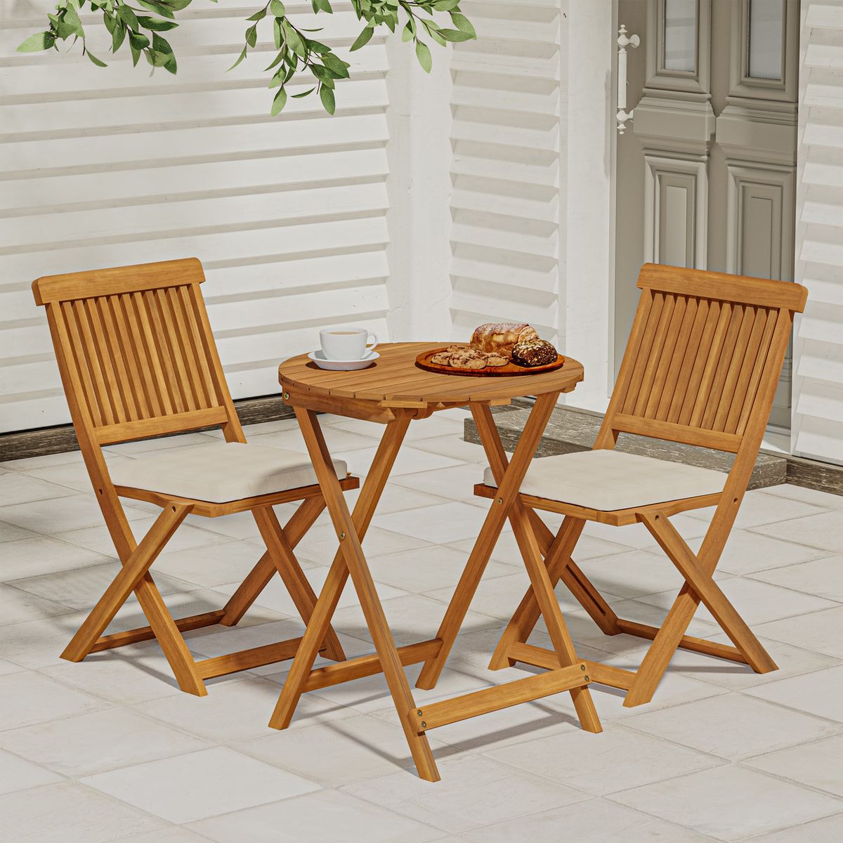 Teak Wood Folding Patio Table and Chair Set