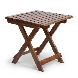 Outdoor Teak Wood Folding Side Table Portable Patio Table Garden Balcony Bistro Furniture