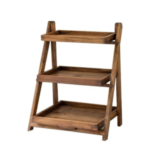 Teak Wood 3 Tier Display Rack Countertop Storage Shelf for Hotel Resort Restaurant.