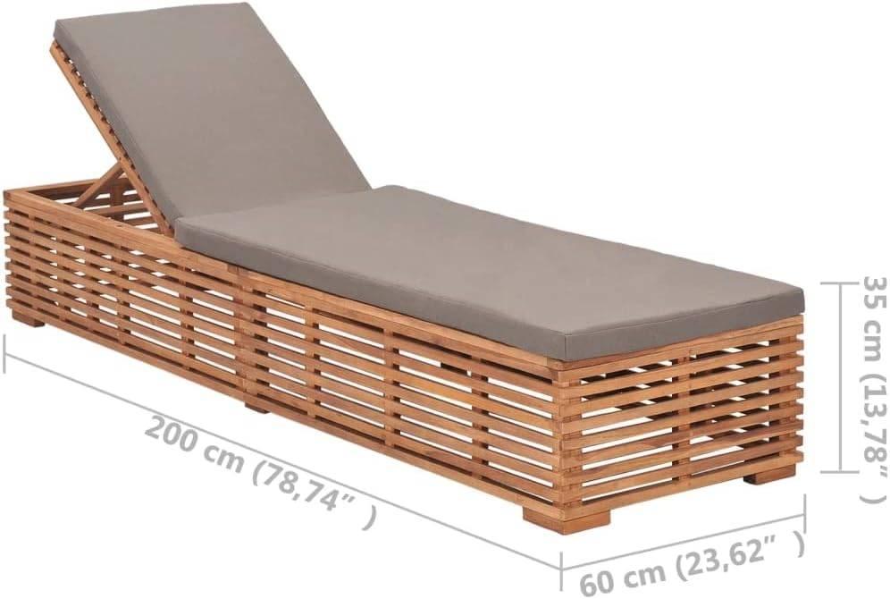 Solid Teak Sun Lounger with Dark Grey Cushion_A - Image 3