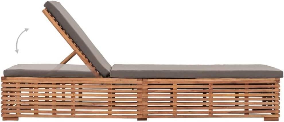Solid Teak Sun Lounger with Dark Grey Cushion_A - Image 4