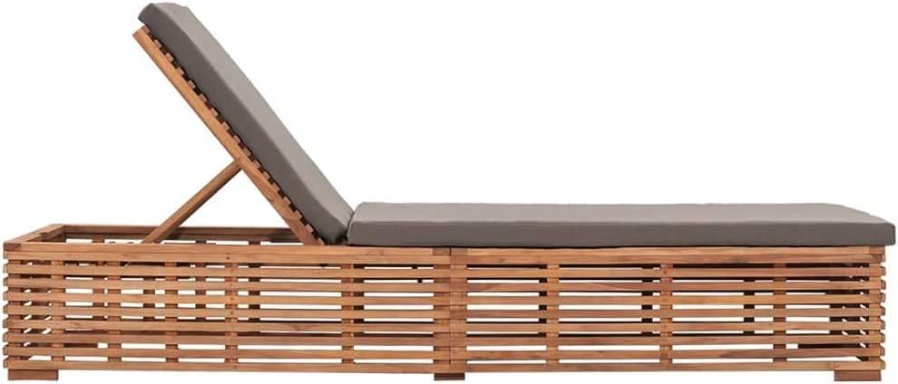 Solid Teak Sun Lounger with Dark Grey Cushion_A - Image 6