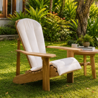 Solid Teak Lounge Chair with Side Table Outdoor Relaxing Chair for Resort Villa Hotel Garden Patio