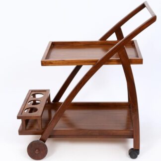 Modern Teak Bar Cart Mobile Serving Trolley for Hotel Resort Restaurant Room Service