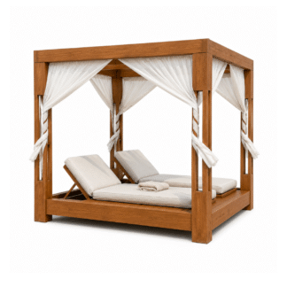 Luxury Modern Durable Outdoor Solid Teak Wood Cabana Daybed for Poolside Resort Hotel Villa