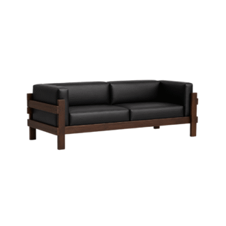 Modern Solid Teak Wood One Seat Sofa Black Leather Upholstered Living Room Apartment Hotel Villa Custom Furniture