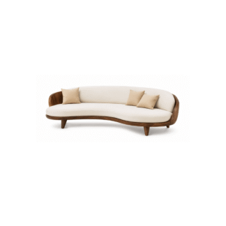 Luxury Durable One Seat Curved Solid Teak Wood Sofa Modern Living Room Furniture Upholstered Designer Hotel Villa Apartment