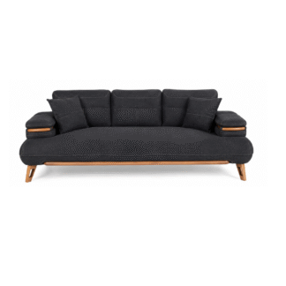 Luxury Modern Fabric Sofa 3 Seater Solid Teak Wood Living Room Apartment Hotel Villa Furniture