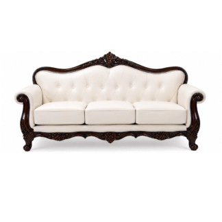 Luxury Classic Solid Teak Wood Sofa 3 Seater Carved Living Room Furniture Upholstered Hotel Villa Apartment Furniture