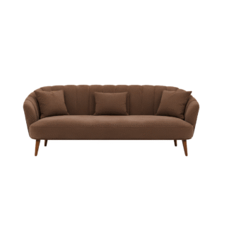 Modern Curved Brown Upholstered Durable One Seat Wood Frame Sofa for Living Room Hotel Apartment Villa
