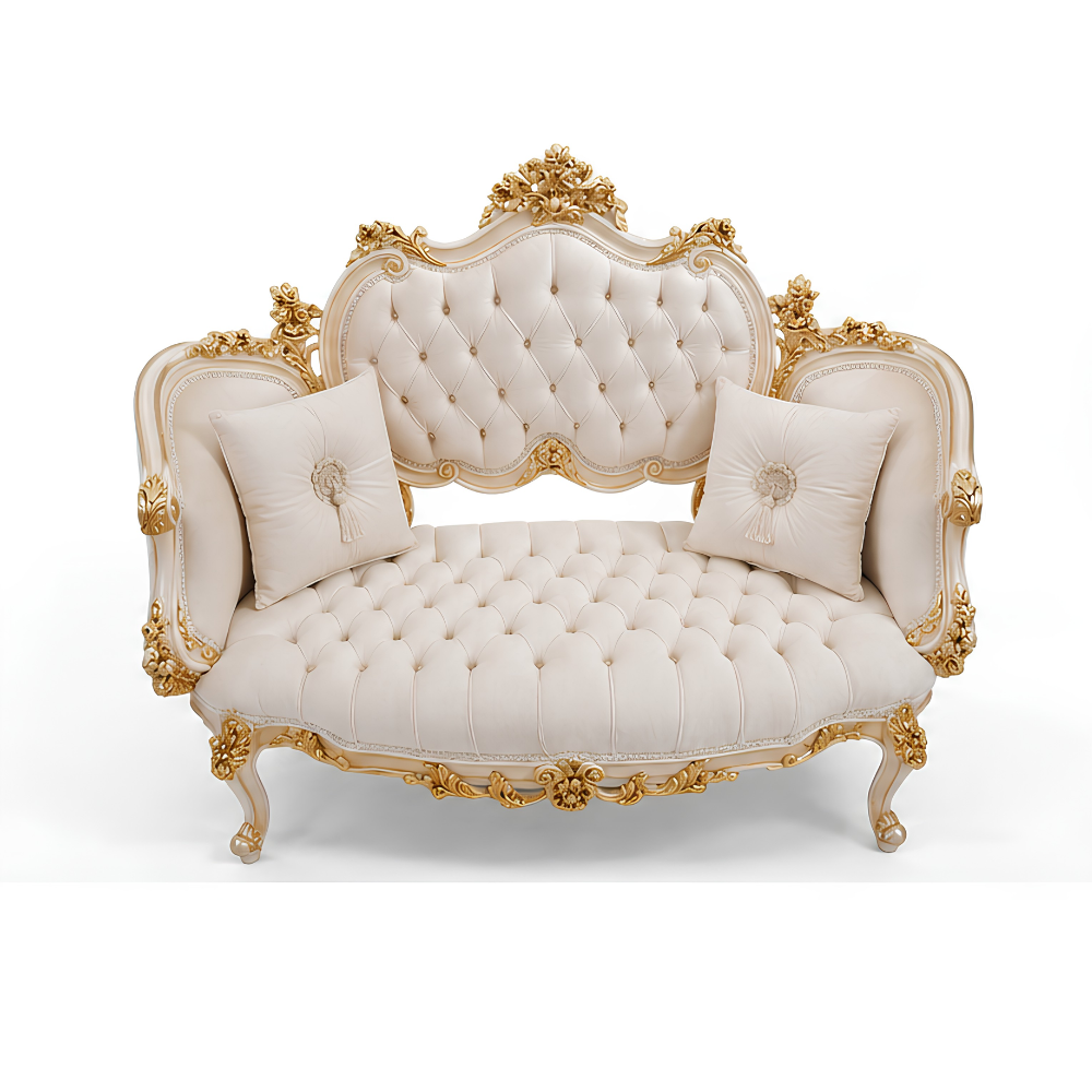 Luxury Classic Carved Sofa Upholstered Living Room Furniture French Style Wooden Sofa for Villa Hotel Apartment