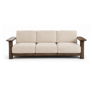 Minimalist Solid Teak Wood Hospitality Sofa Three Seater for Hotel Villa Apartment Interiors