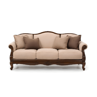 Luxury Teak Frame Upholstered Sofa Classic Wooden Couch for Hotel Villa Apartment Living Room