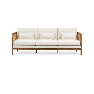 Modern Solid Teak Wood 3 Seater Sofa Woven Cane Outdoor Patio Garden Hotel Resort Furniture